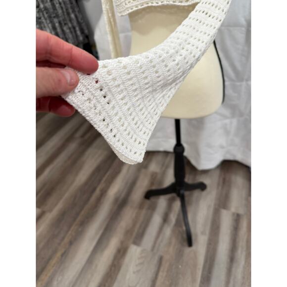 Handmade White Crochet Open Knit Crop Top Cutout Back Festival Boho Small - Picture 8 of 9